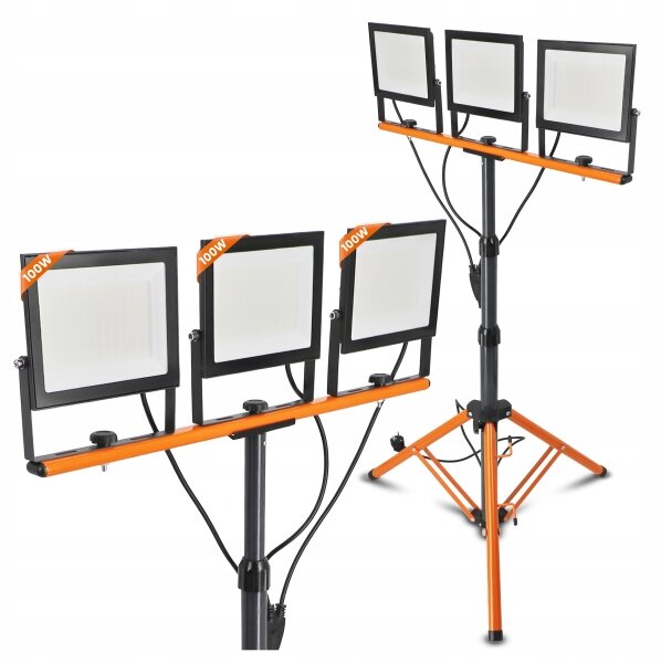 LED reflektor so stojanom 3xLED/100W/230V 4500K IP65 čierna/oranžová
