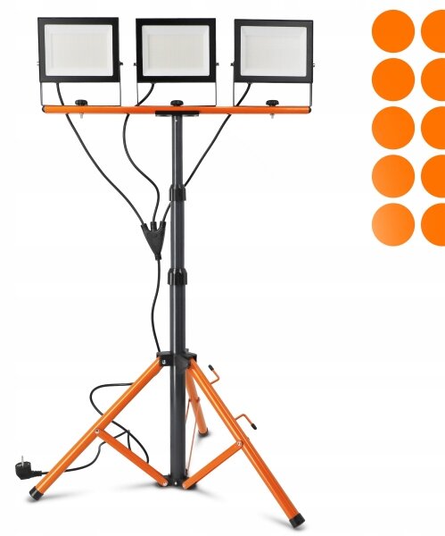 LED reflektor so stojanom 3xLED/100W/230V 4500K IP65 čierna/oranžová