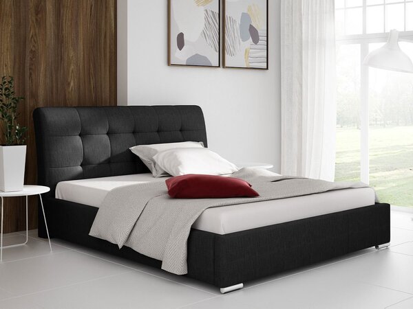 Čalúnená manželská posteľ 140x200 XEVERA - čierna