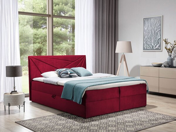 Hotelová manželská posteľ 180x200 TOMASA 5 - červená + topper ZDARMA