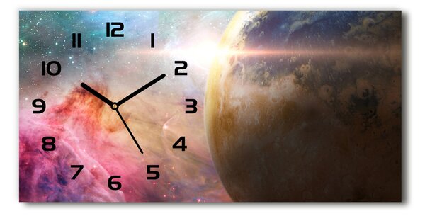 Vodorovné Moderné sklenené hodiny na stenu Vesmír