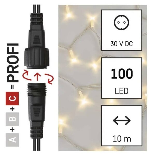 LED Vonkajší reťaz 100xLED/10m IP44 teplá biela