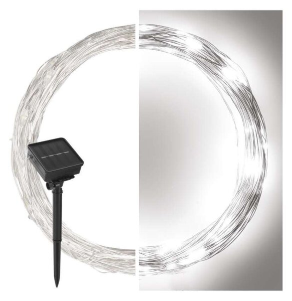 Solárny svetelný reťazec 120xLED/2,4W/1,2V 12m IP44 600 mAh studená biela