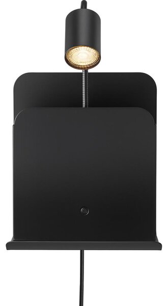 Nordlux - Nástenné svietidlo s poličkou a USB ROOMI 1xGU10/8W/230V čierna