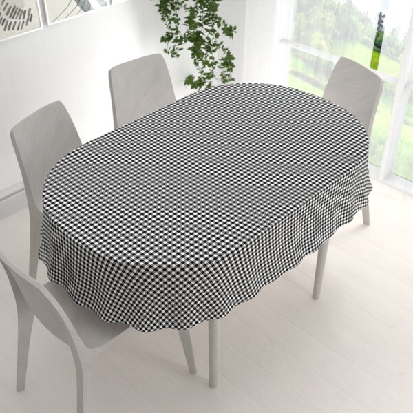 Biante Bavlnený oválny obrus Sandra SA-060 Čierno-biele kocky 100x140 cm