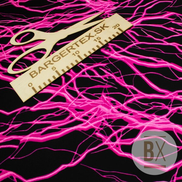Metráž Plavkovina vzorovaná - Storm black/pink