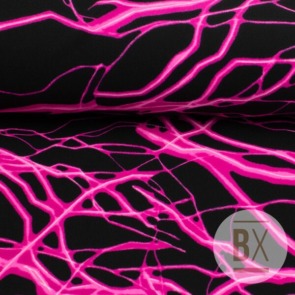 Metráž Plavkovina vzorovaná - Storm black/pink