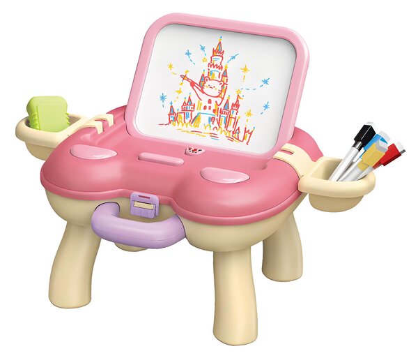 Aga4Kids Detská tabuľa so stolčekom Ružová