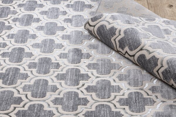 Dywany Łuszczów , Kusový koberec Core W6764 Trellis grey/cream, 80x150, šedá, chodba / predsieň