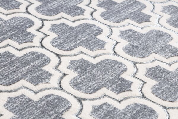 Dywany Łuszczów , Kusový koberec Core W6764 Trellis grey/cream, 80x150, šedá, chodba / predsieň