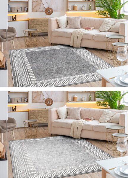 Koberec MATEO 8033/644 grécky, ramka - štrukturálny sivý