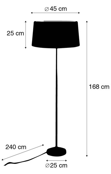 Stojaca lampa zlatá/mosadz s čiernym tienidlom 45 cm nastaviteľná - Parte