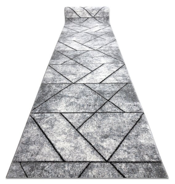 Behúň COZY 8872 Wall, geometrický, trojuholníky - Štrukturálny, sivý / modrý