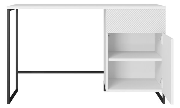 Písací stôl Asha 120 cm - biely mat / čierne nohy