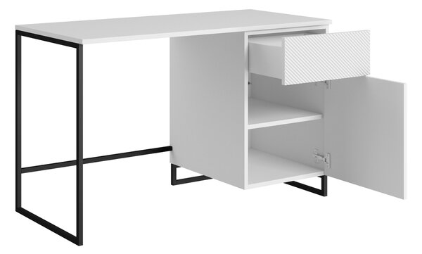 Písací stôl Asha 120 cm - biely mat / čierne nohy