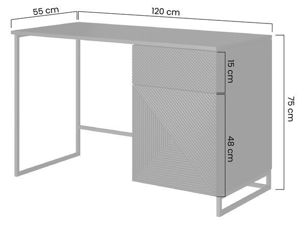 Písací stôl Asha 120 cm - biely mat / čierne nohy