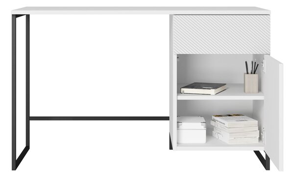 Písací stôl Asha 120 cm - biely mat / čierne nohy