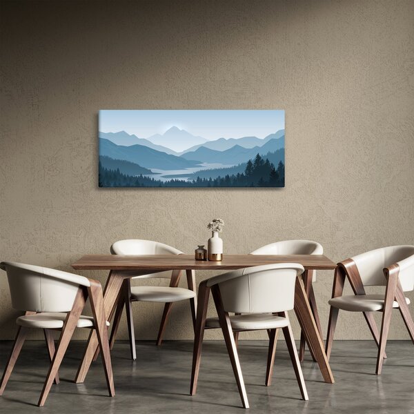 Obraz - Hory pohľadom grafika (120x50 cm)