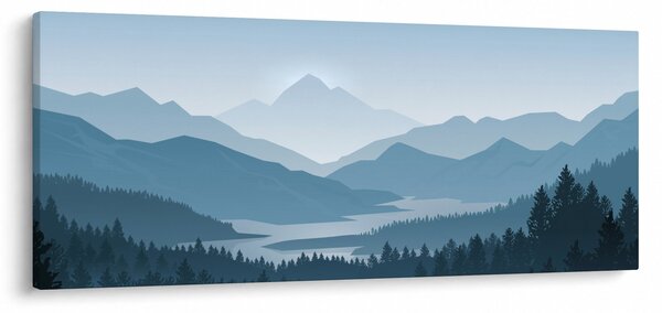 Obraz - Hory pohľadom grafika (120x50 cm)