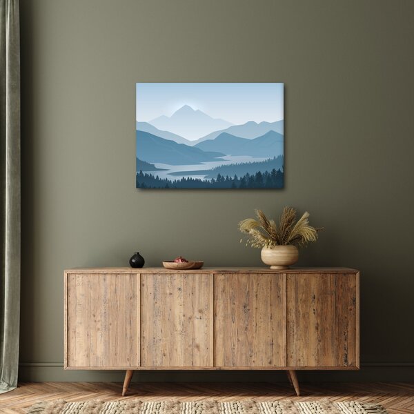 Obraz - Hory pohľadom grafika (70x50 cm)
