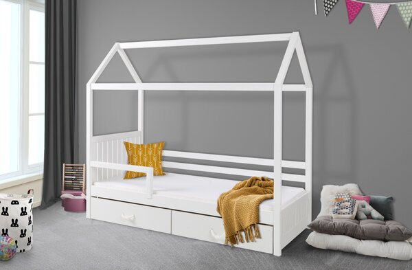 ROZALIA 2 v tvare domčeka detská posteľ so zábranou proti pádu, s úložným priestorom na posteľnú bielizeň180x80cm