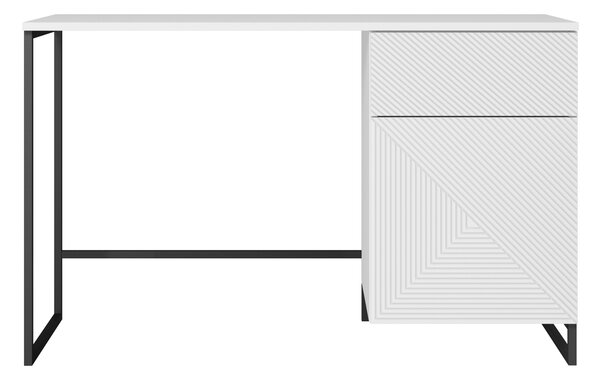 Písací stôl Asha 120 cm - biely mat / čierne nohy