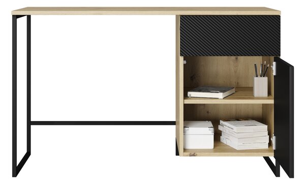 Písací stôl Asha 120 cm - artisan / čierny mat / čierne nohy