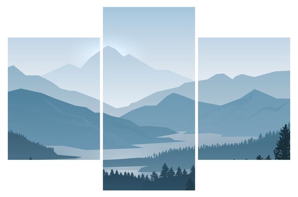 Obraz - Hory pohľadom grafika (90x60 cm)