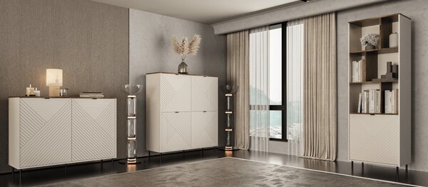 KONDELA Otvorený regál, kašmír/dub castello, EYCO 1D