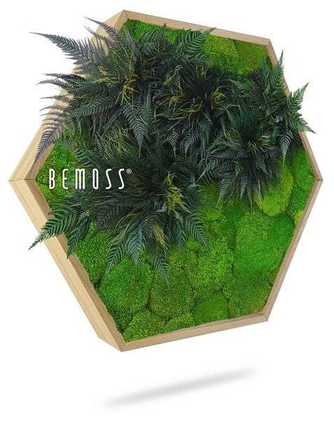 Machový Hexagon RASTLINY Colila - Priemer 30 cm (v najširšom mieste šesťuholníka)