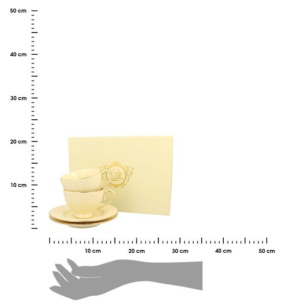 Porcelánová šálka na nohe s podšálkou Ecru Nina 220 ml sada 2ks