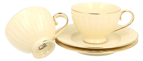 Porcelánová šálka na nohe s podšálkou Ecru Nina 220 ml sada 2ks