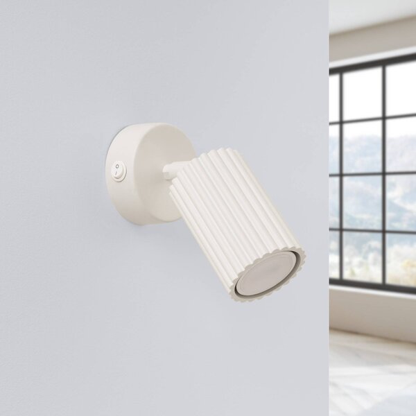 SOLLUX LIGHTING Nástenné bodové svietidlo Carbon, béžová farba, projekcia 16 cm, vypínač, hliník, Krémová / jantárovo žltá, Obývacia izba / jedáleň, Hliník, Moderný, Nástenné bodové svietidlo