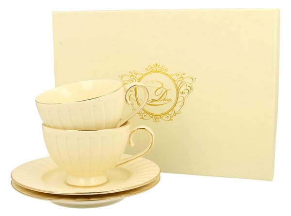 Porcelánová šálka na nohe s podšálkou Ecru Nina 220 ml sada 2ks