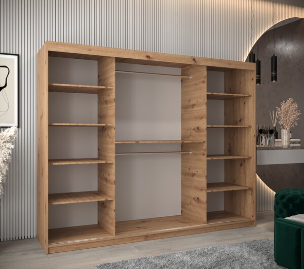 NovýNábytok.sk Šatníková skriňa 250 cm Mokka (dub artisan). Akcia -20%. Vlastná spoľahlivá doprava až k Vám domov. 1126039