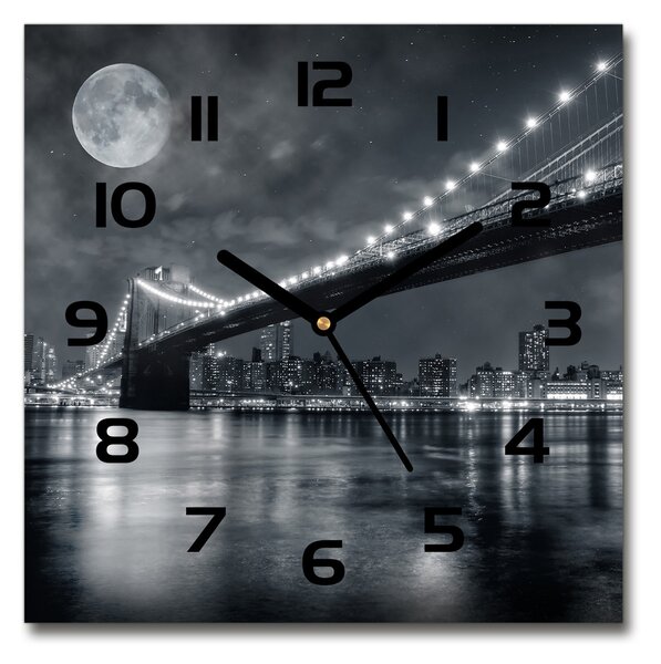 Sklenené hodiny štvorec Brooklynský most