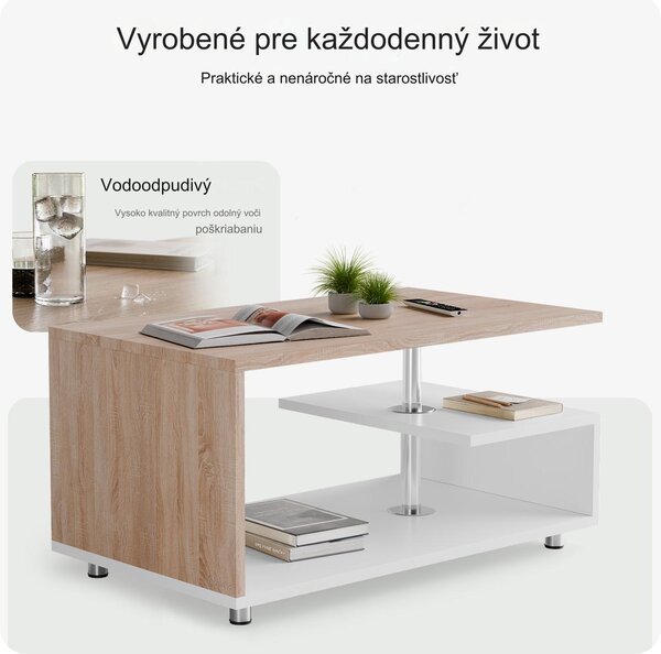 Konferenčný stolík Orlando 95x55x50 cm - biela/dub