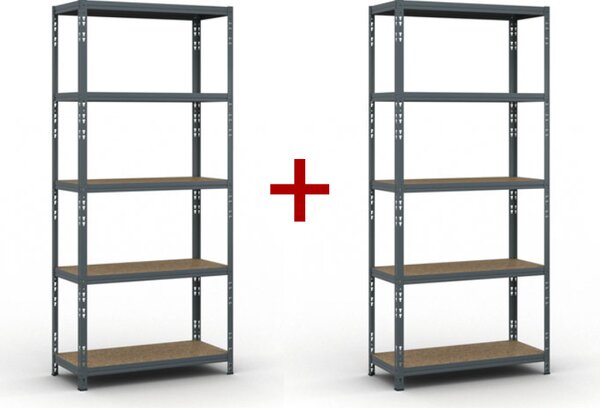 Policový regál 1+1 ZADARMO, 1954x900x400 mm, nosnosť 175kg