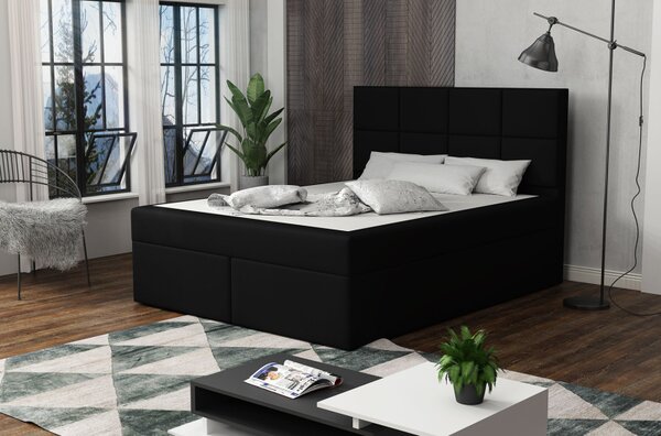 Čalúnená posteľ s prešívaním 180x200 BEATRIX - čierna