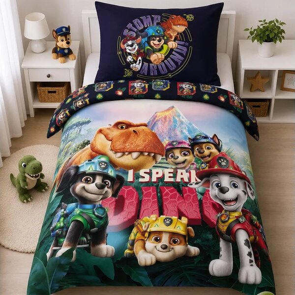 Bavlnené posteľné obliečky Labková patrola - motív Dinosaurie dobrodružstvo - 100% bavlna - 70x90 cm + 140x200 cm