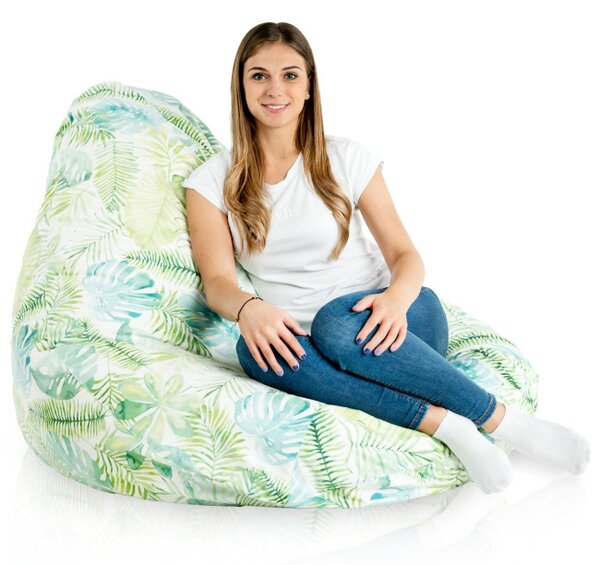 Sedací vak DROP XXL maľované lístie monstera
