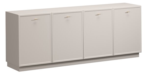 Komoda Lorini 200 cm štvordverová - kašmír / zlaté úchytky T-bar