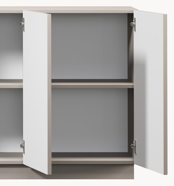 Komoda Lorini 200 cm štvordverová - kašmír / zlaté úchytky T-bar