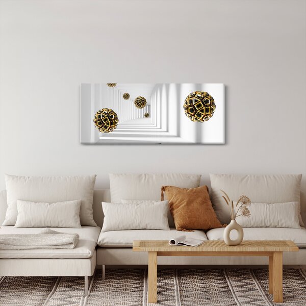Abstraktný obraz futbalových lôpt (120x50 cm)