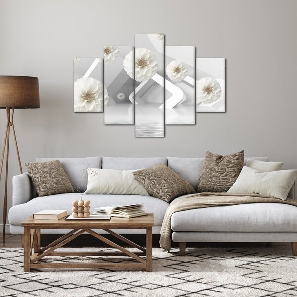 Abstraktný obraz s belostnými kvetmi (150x105 cm)