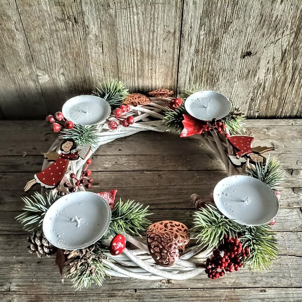 Lavdecor adventný veniec prútený biely nedekorovaný 40cm