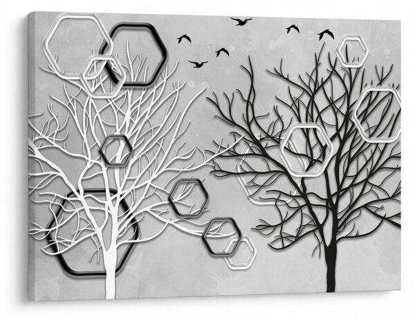 Abstraktný obraz so stromami (70x50 cm)