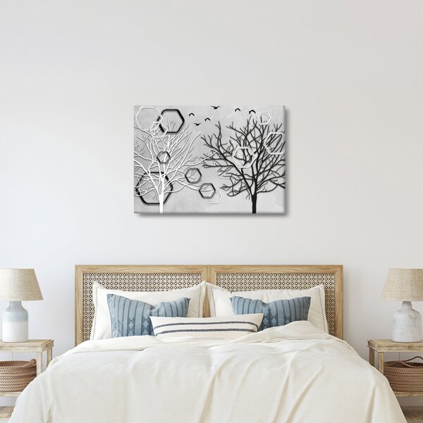 Abstraktný obraz so stromami (70x50 cm)