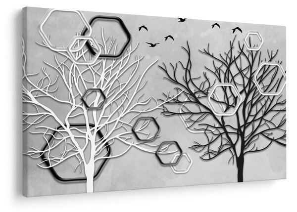 Abstraktný obraz so stromami (90x60 cm)