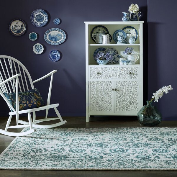 Flair Rugs, Kusový koberec Wool Loop Yasmin Ivory/Blue, 120x170, modrá, kancelária